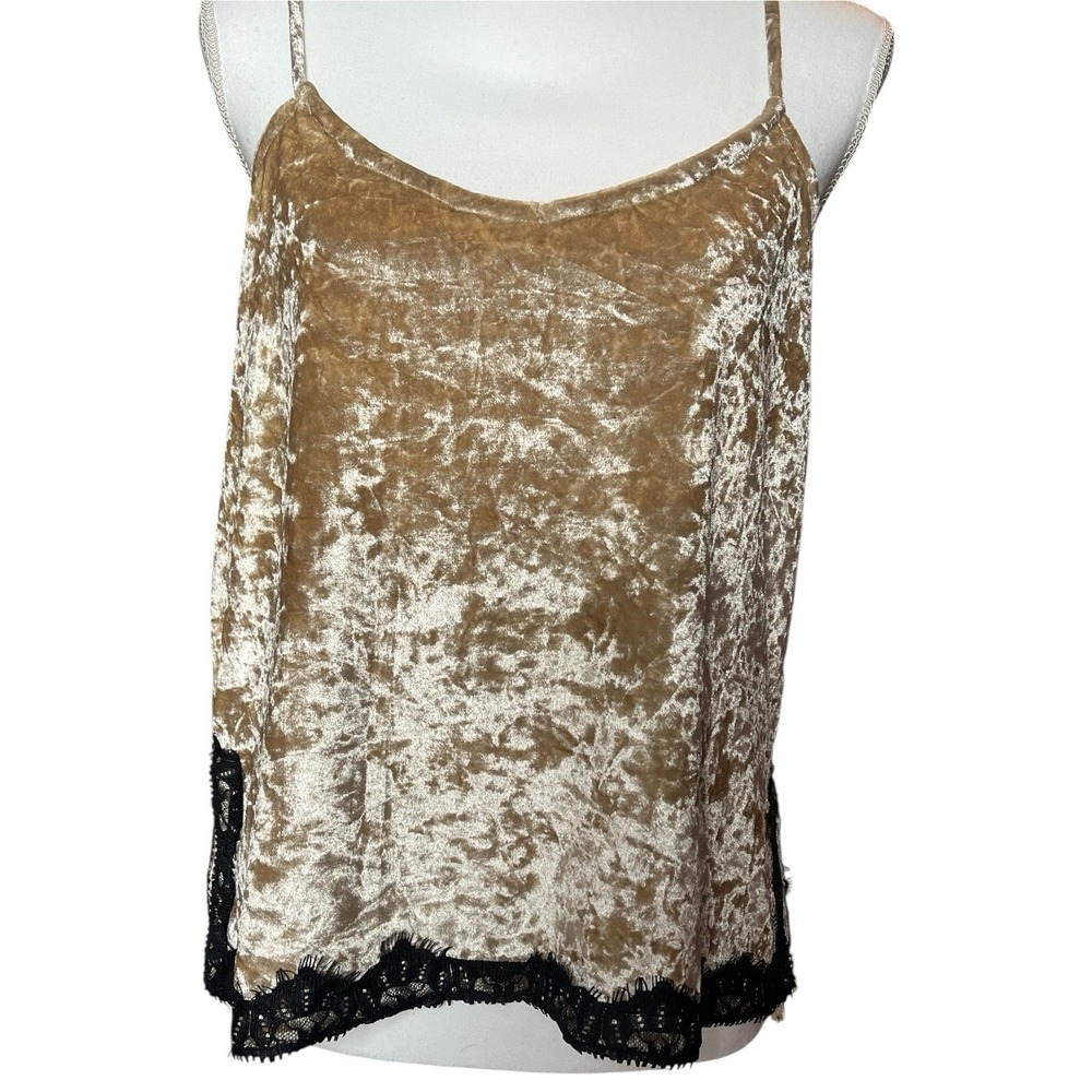 Women's Hayden Sz Small Crushed Velvet Tank Black Lace Detail Y2K 90s Whimsical - Picture 2 of 6